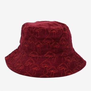 Urban Outfitters Icon Quilted Burgundy Mushroom Corduroy Bucket Hat